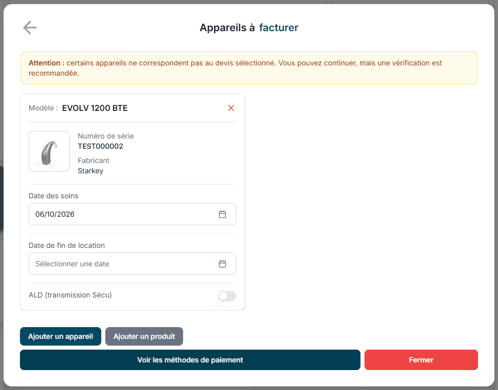 Appareils à facturer