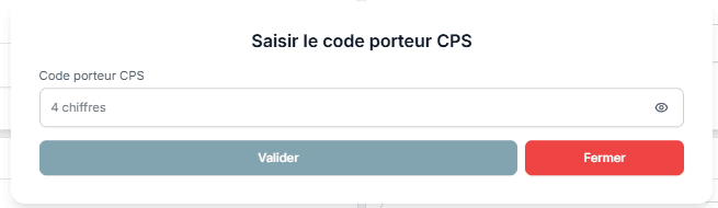Saisie du code porteur CPS