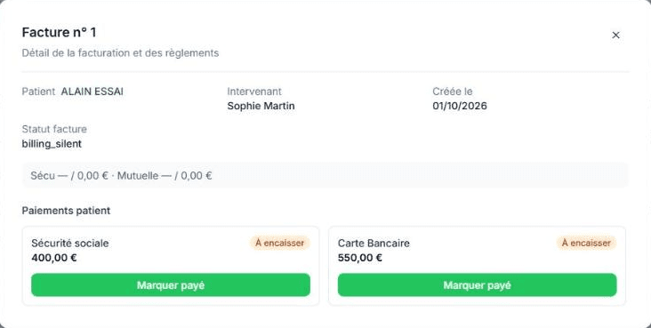 Détail d'une facture dans la Comptabilité