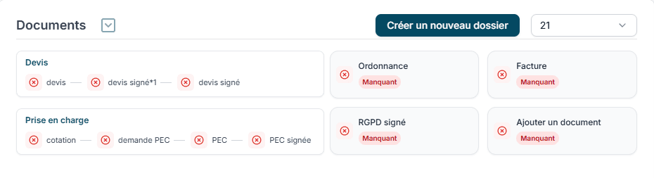 Bloc Documents avec dossier