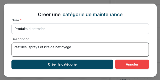 Création d'une catégorie