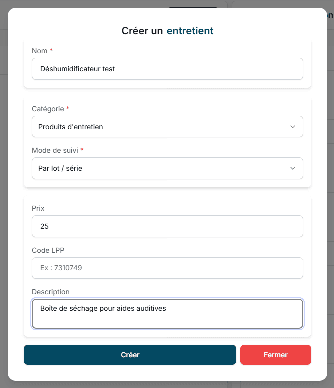 Création d'un produit d'entretien