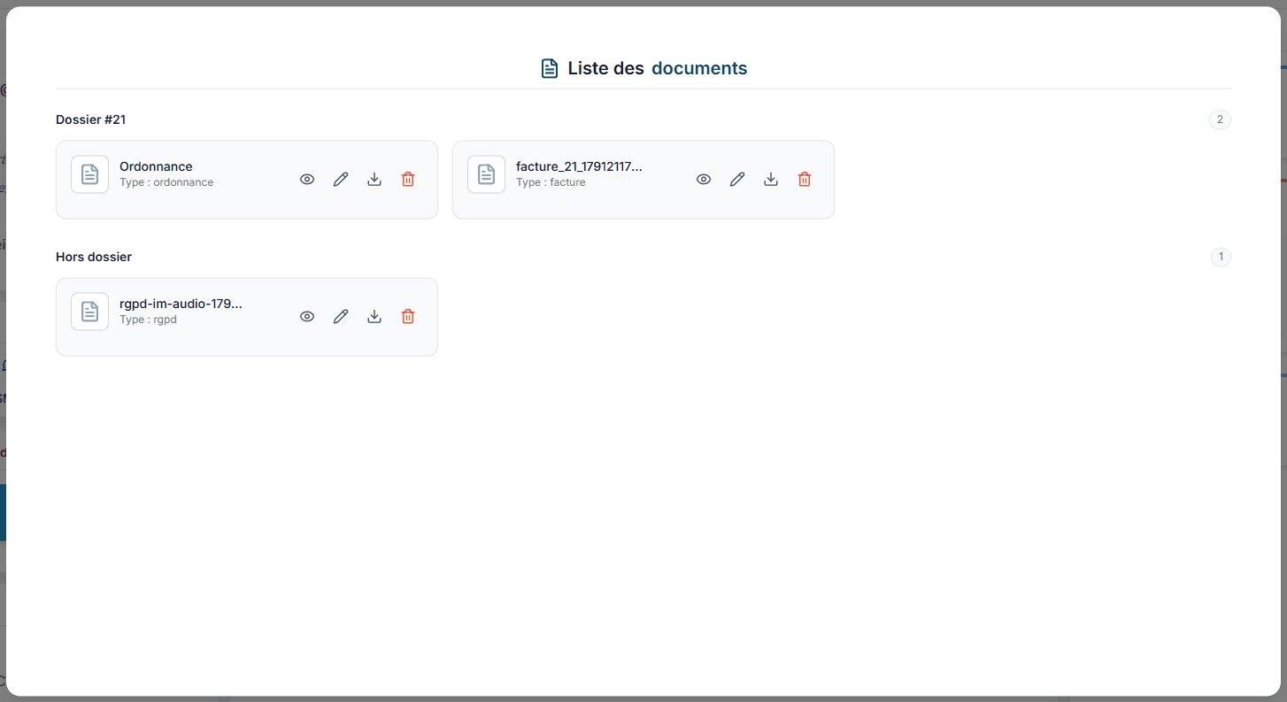Liste des documents