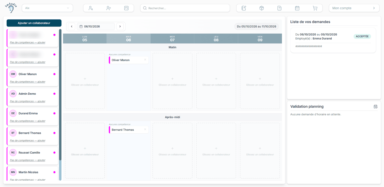 Placement d'un collaborateur dans le planning