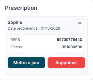 Bloc Prescription avec une ordonnance