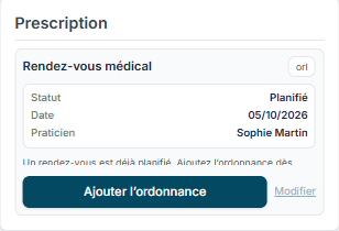 Bloc Prescription avec rendez-vous médical