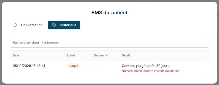 Historique des SMS