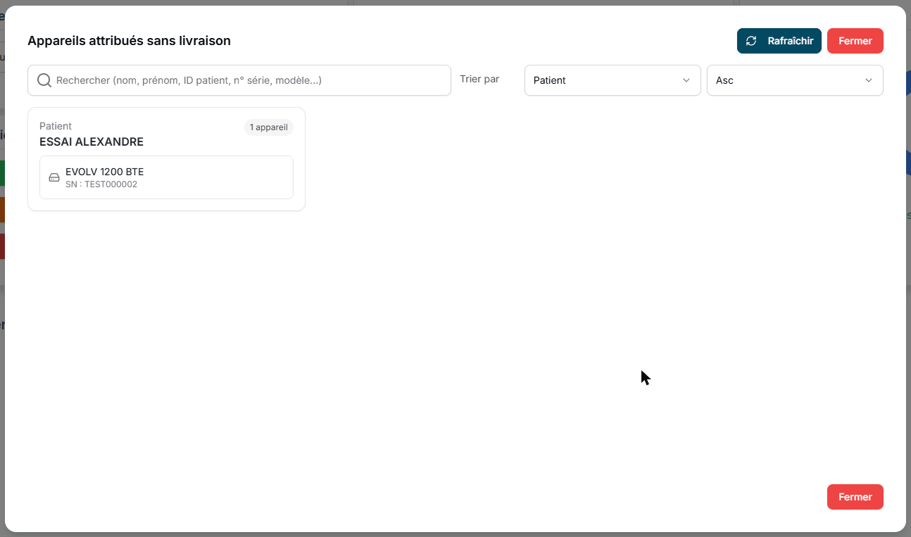 Appareils attribués sans livraison