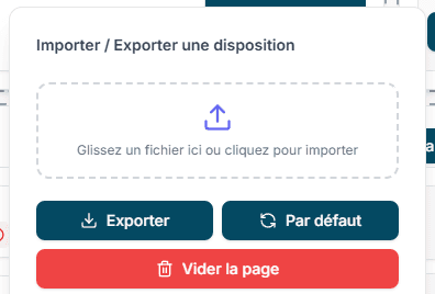 Fenêtre Importer / Exporter une disposition